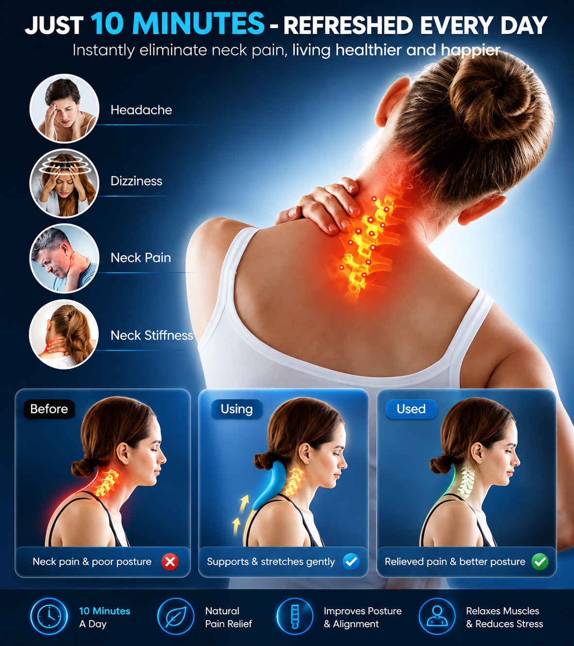 SpineZen™ Premium Neck & Shoulder Relaxer – Natural Cervical Pain Relief