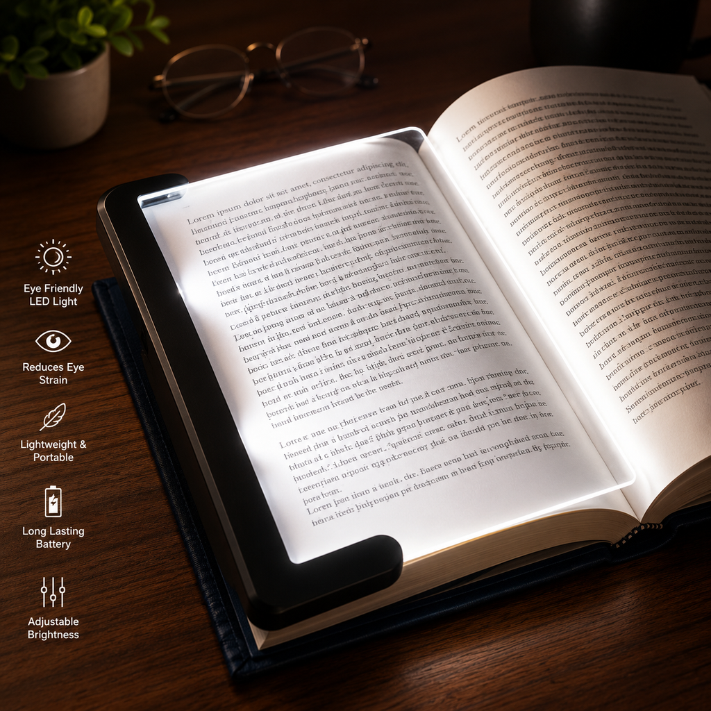 LED Book Reading Light – Eye-Friendly Rechargeable Reading Lamp with 3 Brightness Modes