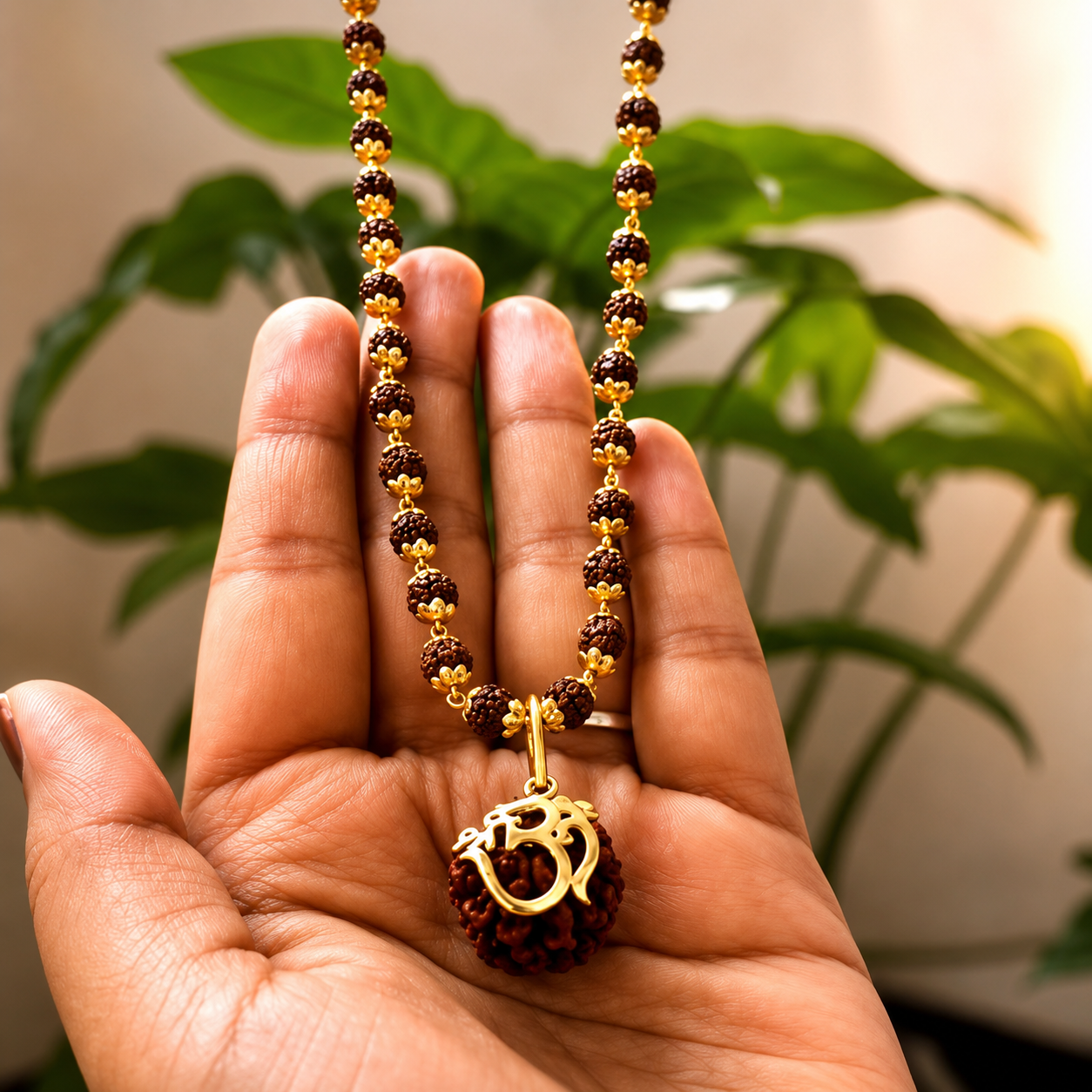 Rudraksha Pendant with Om Shree Design