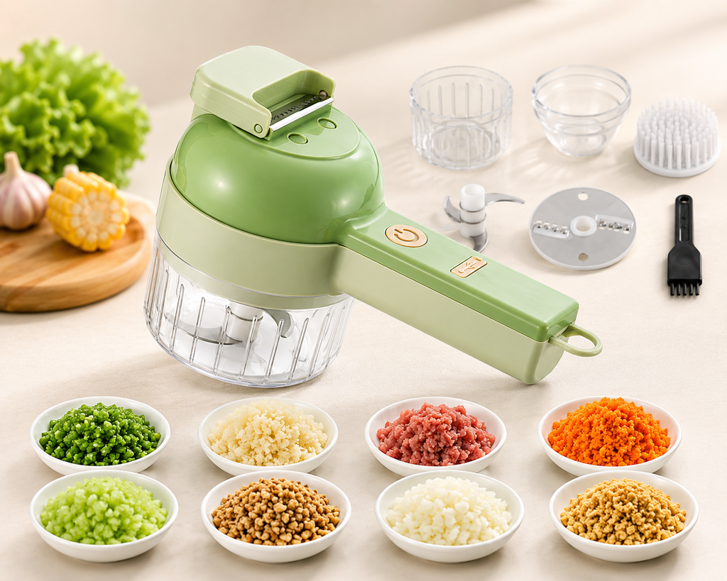 ChefPulse™ 5-in-1 Smart Prep Pro | Rechargeable Electric Vegetable Chopper, Slicer & Peeler (USB Type-C)