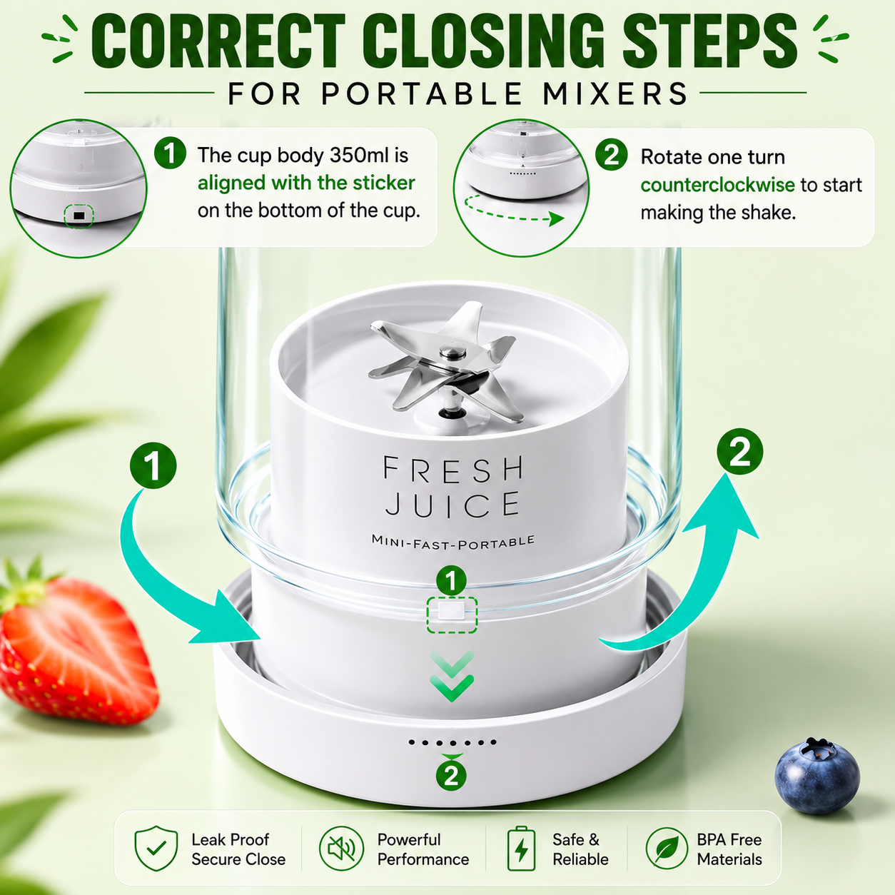 BlendGo Portable Fresh Juice Blender – USB Rechargeable (350ML)