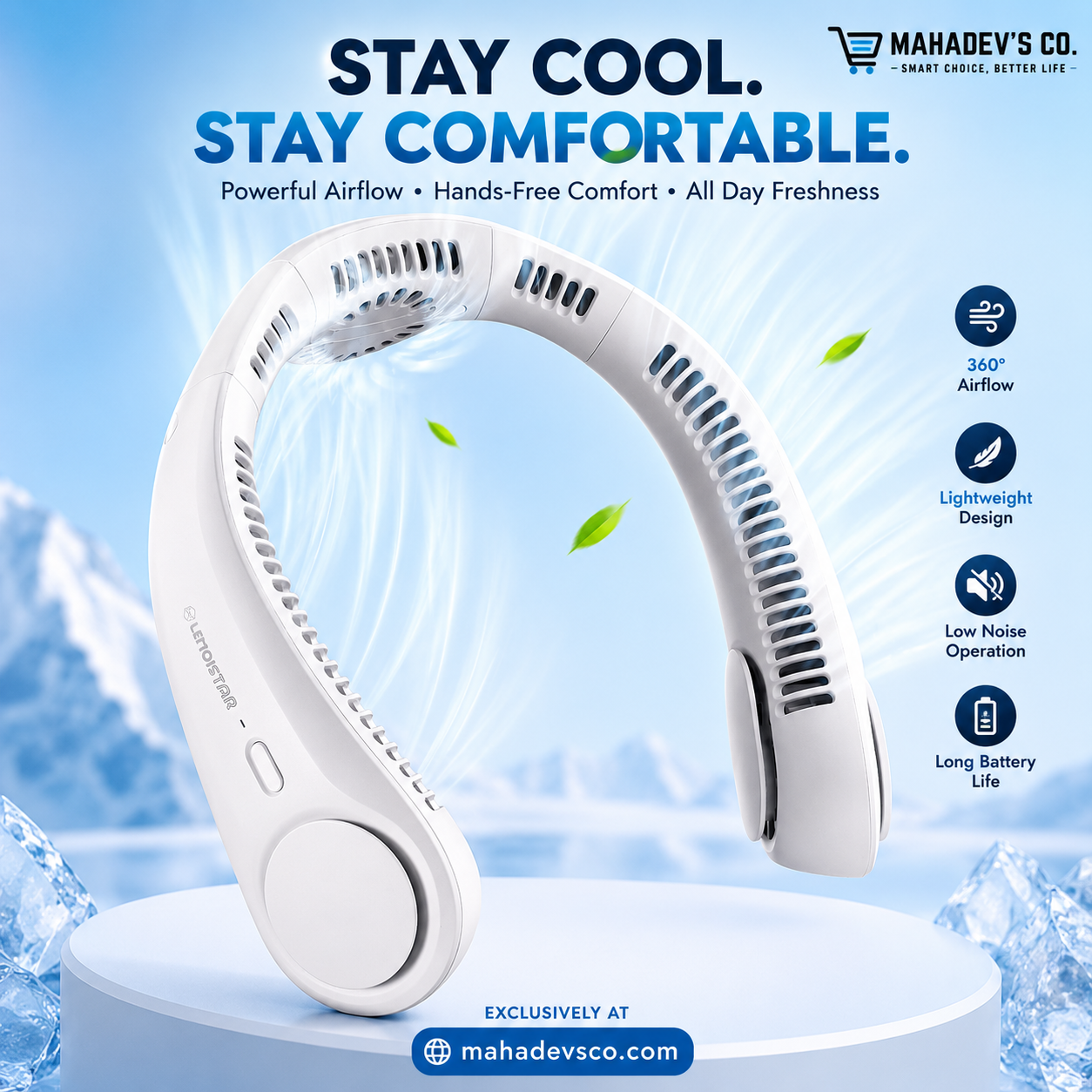 CoolOrbit 360™ Portable neck fan