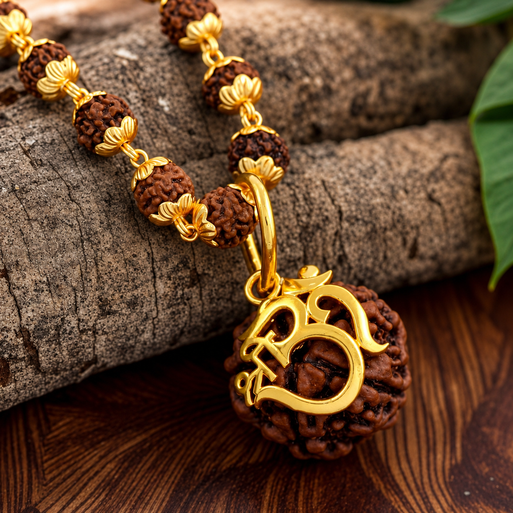Rudraksha Pendant with Om Shree Design